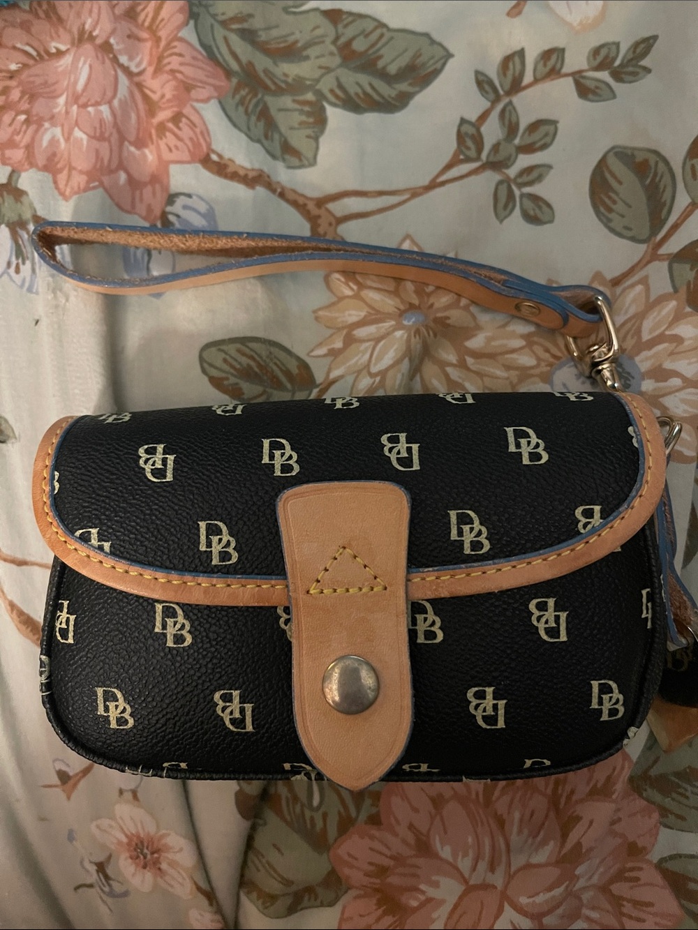 Brand New Dooney and Bourke Monogram Black and Tan Wristlet